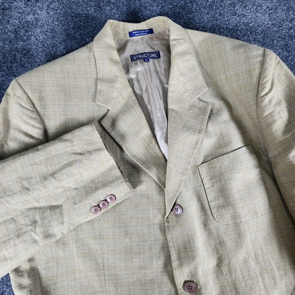 Structure 44R Brown Linen Blend Blazer Suit Jacket Sport‎ Coat EUC